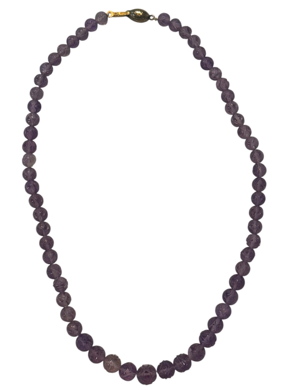 Leaf Engraved Purple Amethyst Necklace - Picture 2 of 8